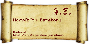 Horváth Barakony névjegykártya
