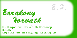 barakony horvath business card